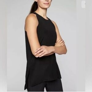 NWT Athleta Black Cya Silk Side Slit Sleeveless Top sz M